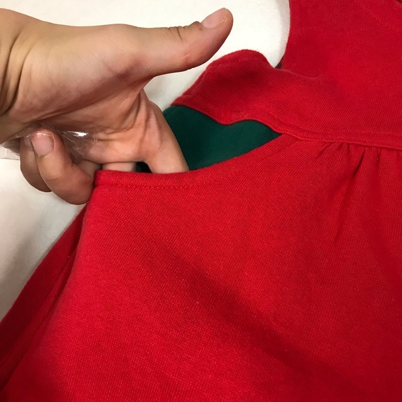 Vintage Little Me baby fleece lined cotton sweatshirt overalls red button snaps - Picture 3 of 8